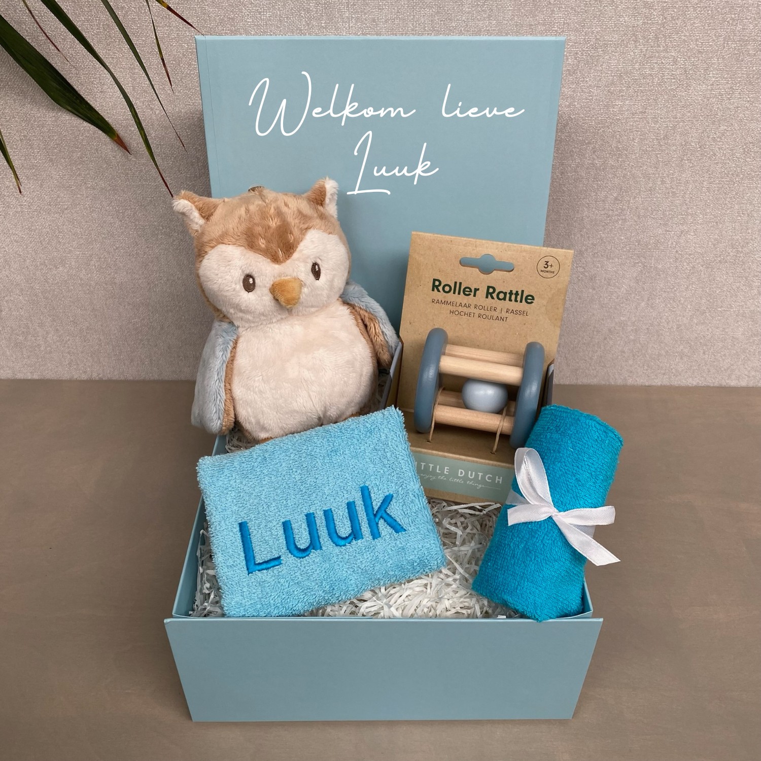 kraamcadeau uil cadeaubox little dutch gepersonaliseerd met naam