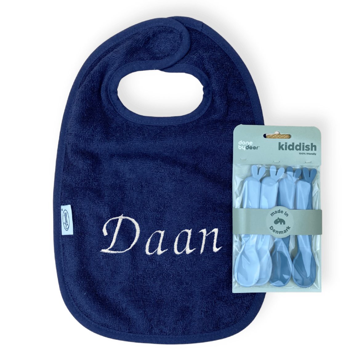Kraamcadeauset | Slab met naam en lepels Done by Deer