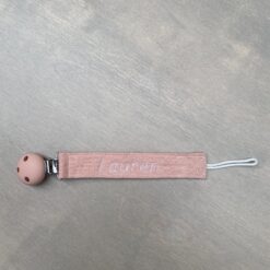 speenkoord met naam geborduurd oudroze