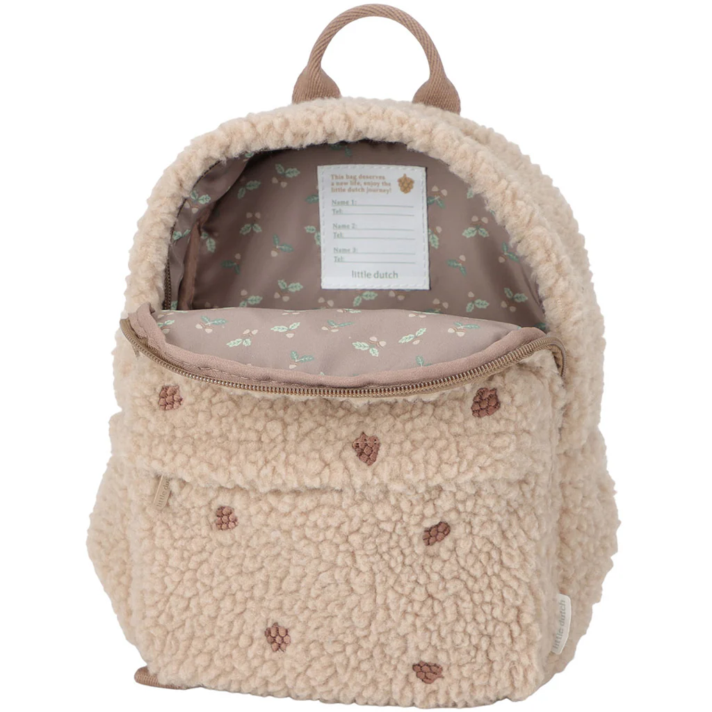 teddy rugzak met naam taupe