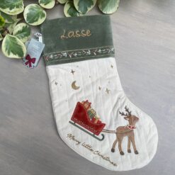 kerstsok met naam geborduurd little dutch