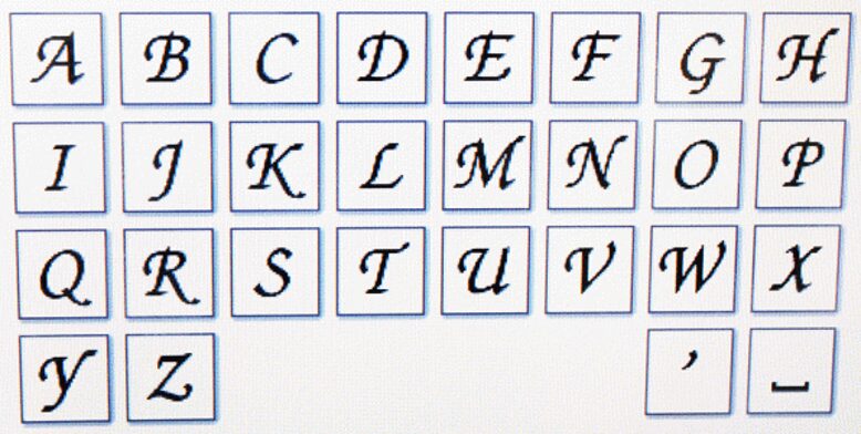 borduren lettertype sierlijk hoofdletters