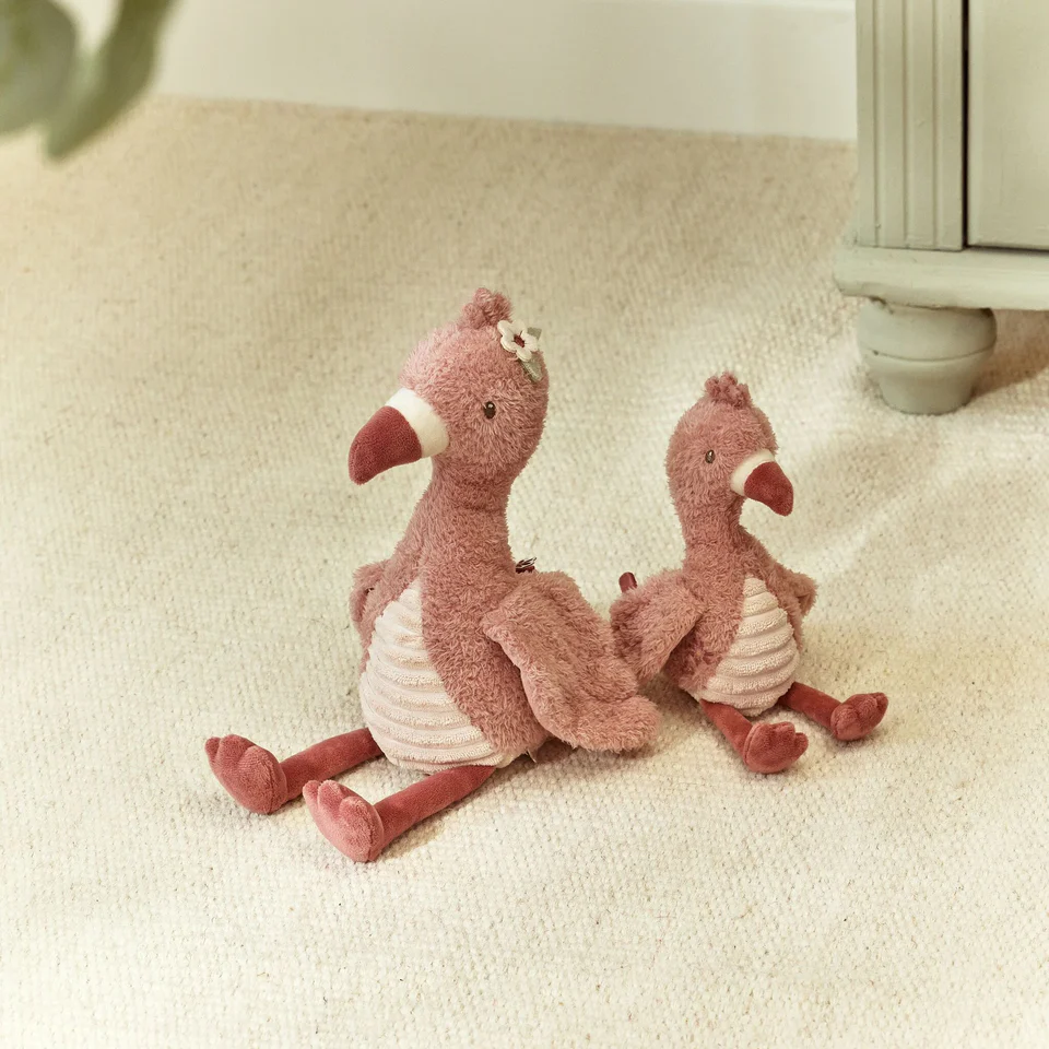 roze flamingo knuffel 17 cm Little Dutch