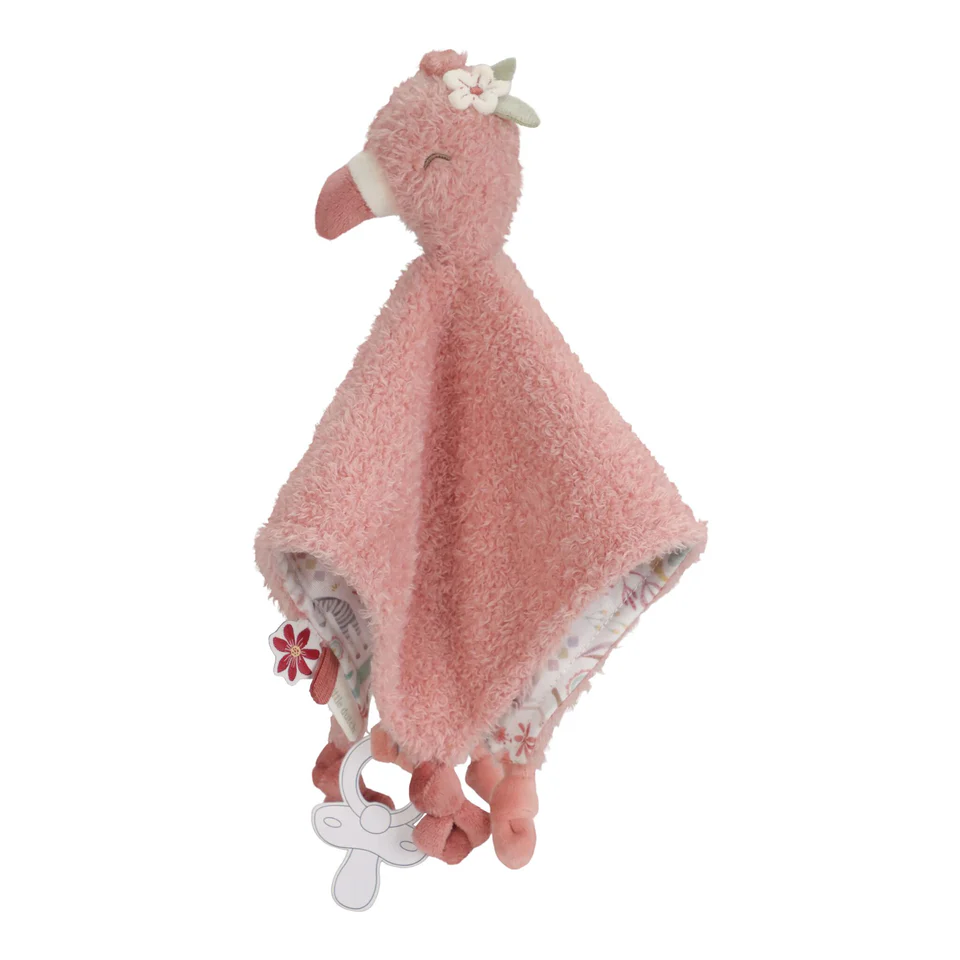 Little Dutch Knuffeldoekje Flamingo met Naam – Roze - Afbeelding 4