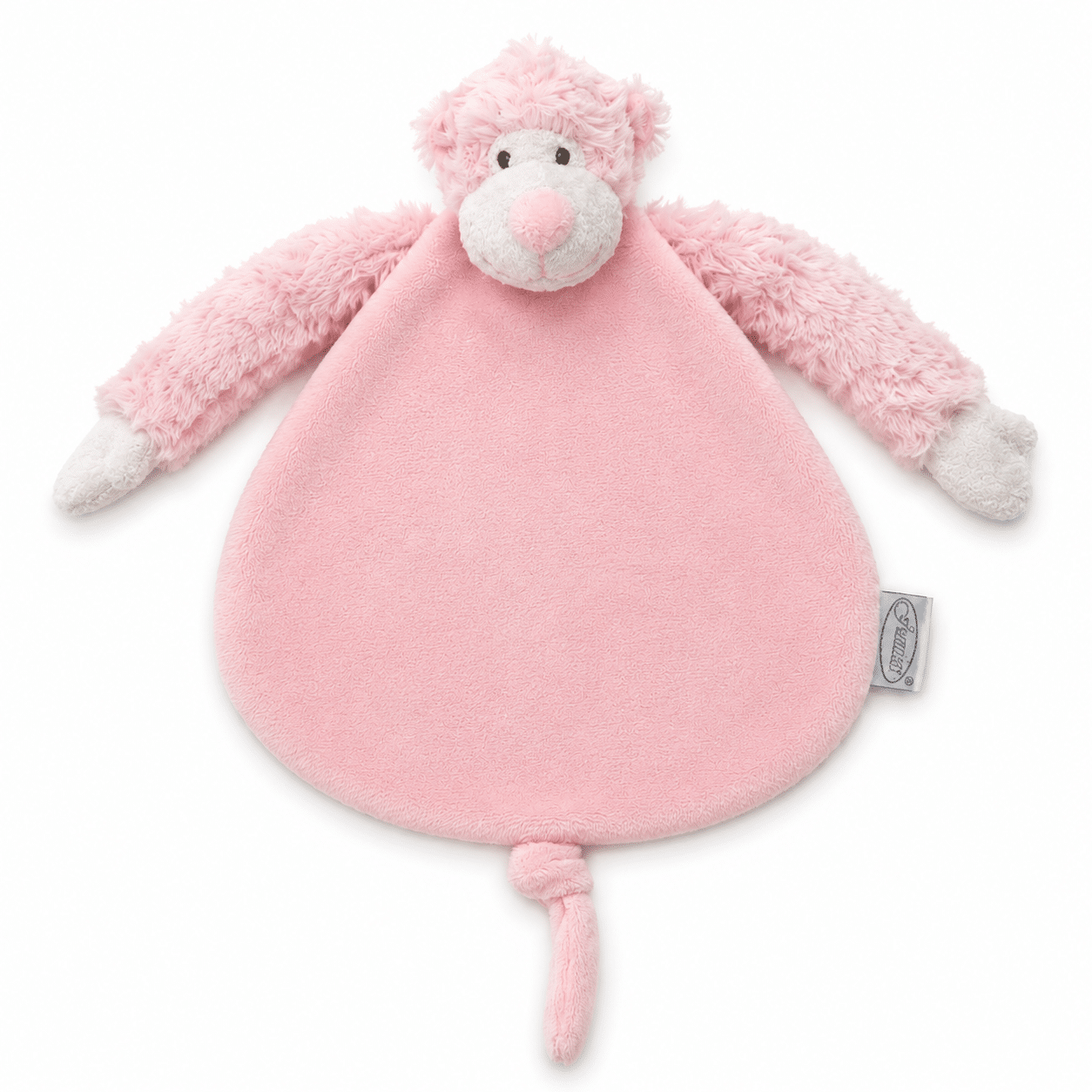 knuffeldoekje aap roze funnies met naam geborduurd