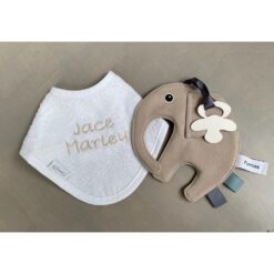 bandana slabbetje en speendoekje olifant met naam